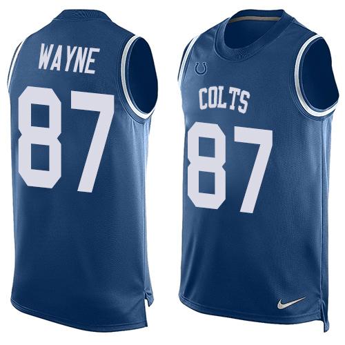Nike Colts #87 Reggie Wayne Royal Blue Team Color Men's Stitched NFL Limited Tank Top Jersey - Click Image to Close